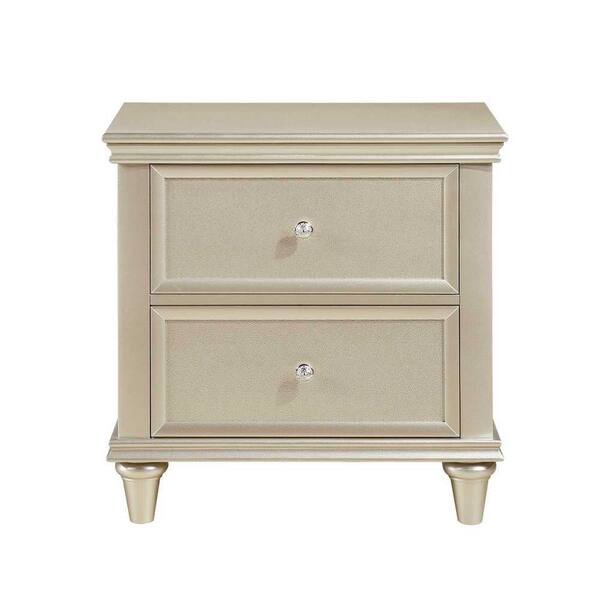 EVERGLADE HOME Terrace 2-Drawer Silver Nightstand (28.5 in. H x 27.5 in. W x 17.0 in. D)