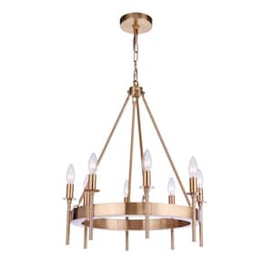 Larrson 8-Light Satin Brass Finish Transitional Chandelier for Kitchen/Dining/Foyer, No Bulbs Included