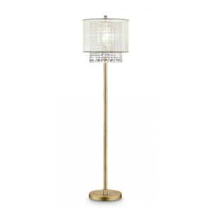 65 in. Gold and White Gold Novelty Standard Floor Lamp With White Drum Shade