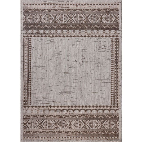 Easton Coffee / Dove 5 ft. 3 in. x 7 ft. 6 in. Indoor/Outdoor Area Rug