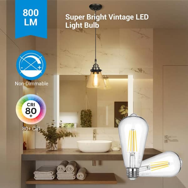 60-Watt Equivalent ST19 Non-Dimmable Edison LED Light Bulb 2700K Warm White (4-Pack)