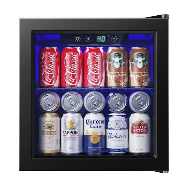 17 in. Single Zone 50-Cans Freestanding/Countertop Beverage Refrigerator Cooler Fridge in Black, Reversible Door