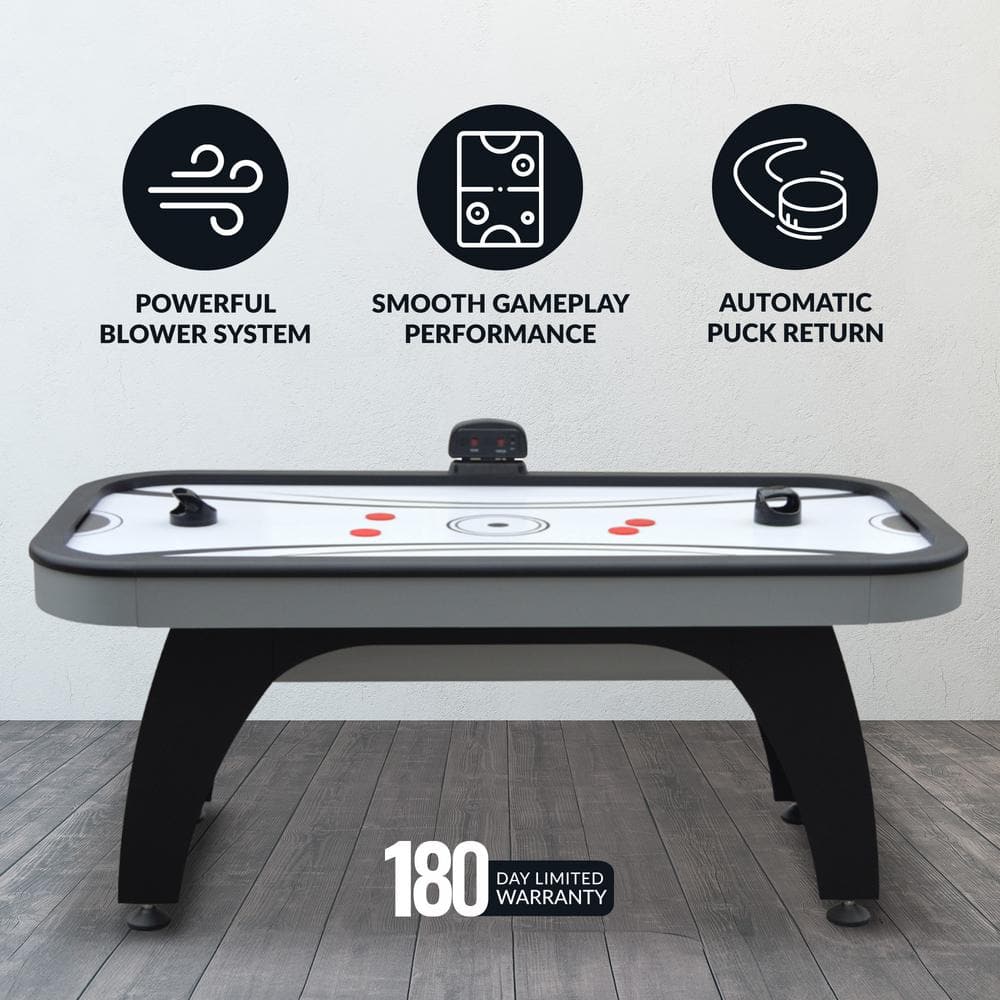 Silver and Black 6-Foot Air Hockey Table with Digital Scoreboard