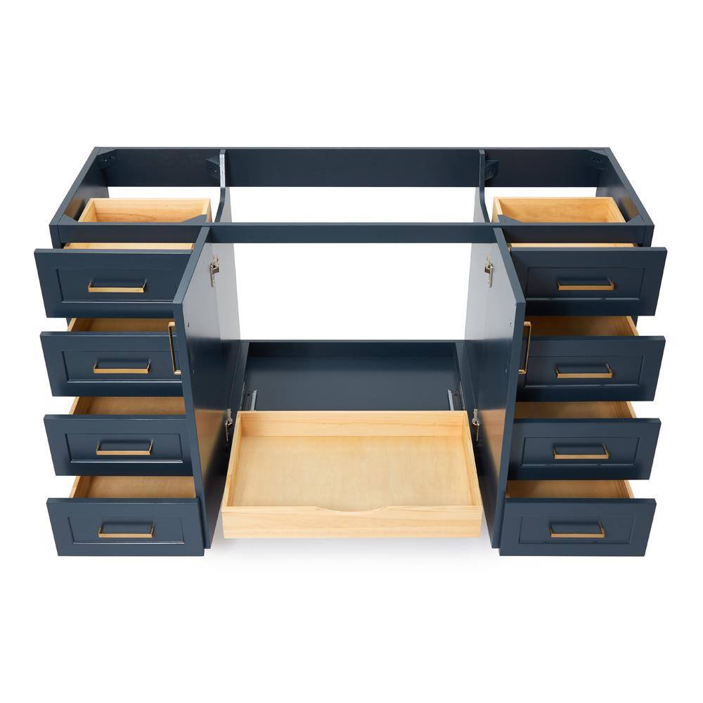 Taylor Midnight Blue Painted Freestanding Bathroom Vanity with Brass Hardware