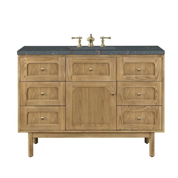 James Martin Vanities Laurent 48.0 in. W x 23.5 in. D x 34.2 in. H Single Bathroom Vanity Light Natural Oak and Parisien Bleu Quartz Top