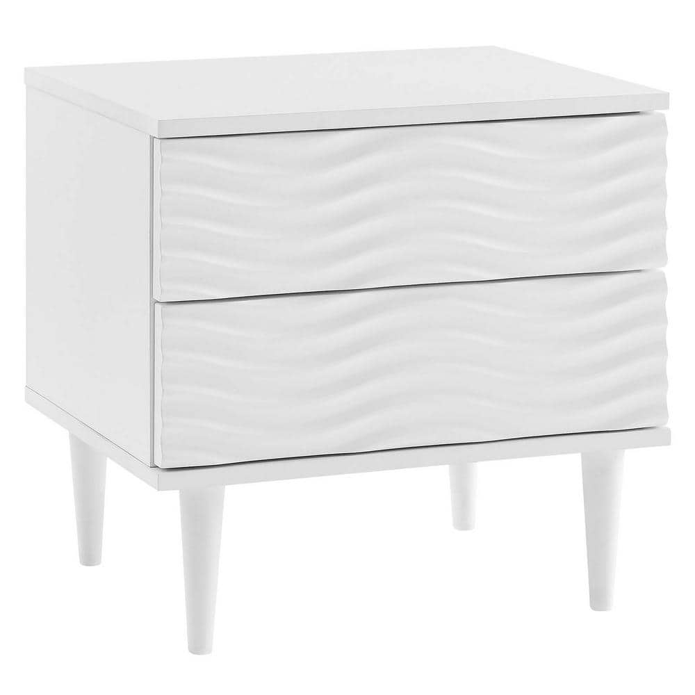 MODWAY Wavelet 2Drawer Nightstand in White MOD7079WHI The Home Depot