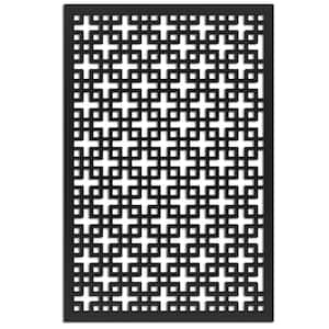 Chinese Square 4 ft. x 32 in. Black Vinyl Decorative Screen Panel