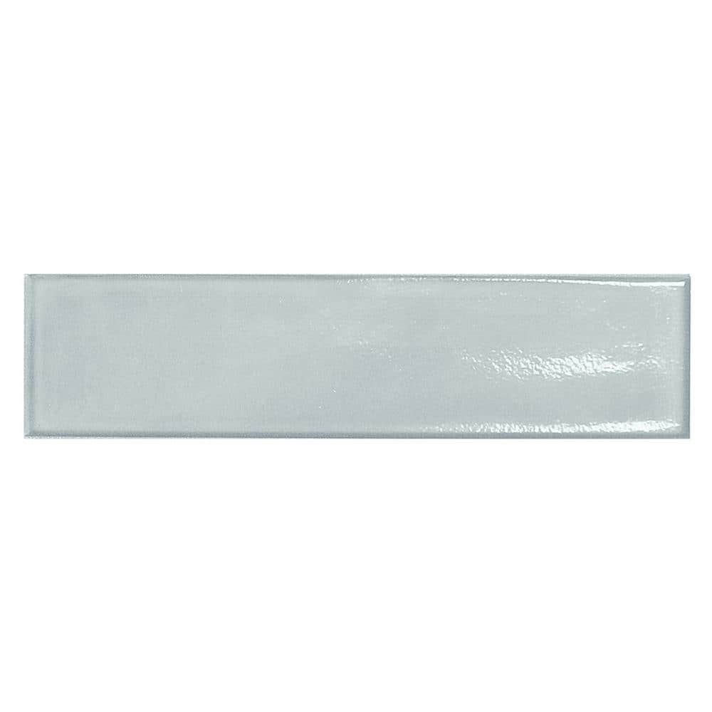 Azure Polished Porcelain Subway Wall Tile 3.93 x 15.74 in