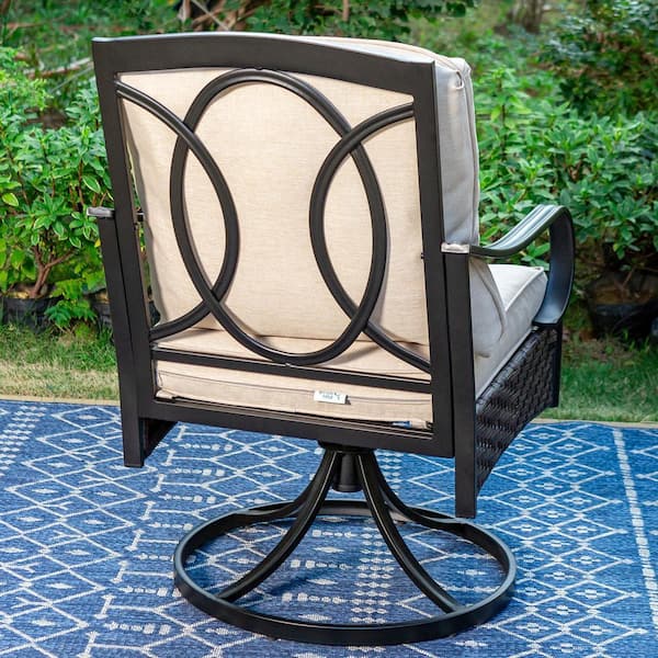 PHI VILLA 5-Piece Metal Patio Outdoor Dining Set with Beige