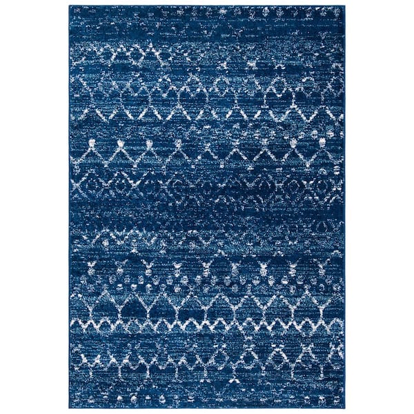 SAFAVIEH Tulum Blue/Ivory 9 ft. x 12 ft. Geometric Area Rug