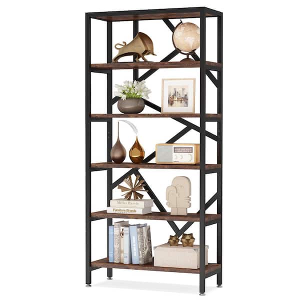TRIBESIGNS WAY TO ORIGIN Hamilton 71 in. Rustic Brown Wood 6-Shelf