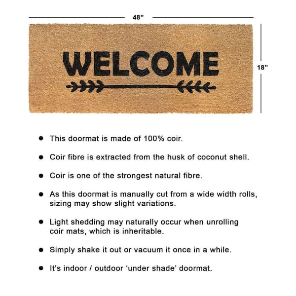 Black Welcome Arrow Long 18 in. x 48 in. Doormat