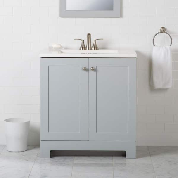 31 in. Single Sink Pearl Gray Bath Vanity with White Cultured Marble Top (Assembled)