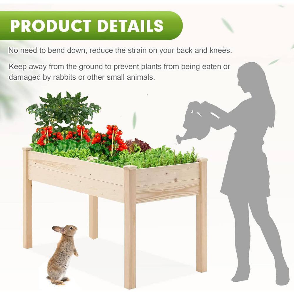 Natural Fir Wood Raised Garden Bed Planter for Outdoor Spaces