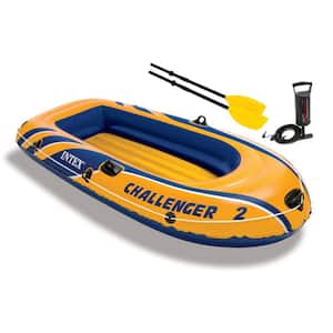 Challenger 2-Inflatable 2-Person with Oars and Air Pump Floating Boat Raft Set
