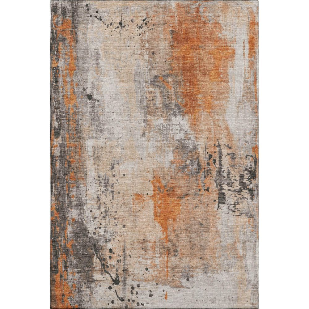 Mayfield Premium Machine Washable Abstract AMF1840 Orange 3 ft. x 5 ft. Area Rug price history on PriceWatchPro