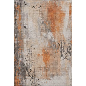 Mayfield Premium Machine Washable Abstract AMF1840 Orange 3 ft. x 5 ft. Area Rug