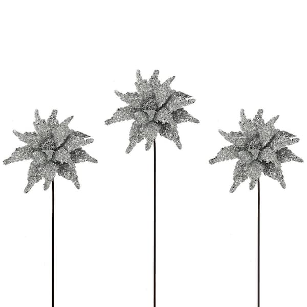 22 in. Artificial Sequin Glitter Poinsettia Stem