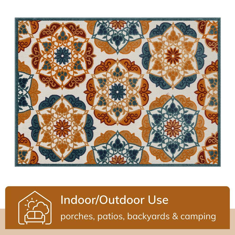 Audun Blue Geometric High-Low Texture Indoor/Outdoor Runner 2'7" X 9'10"