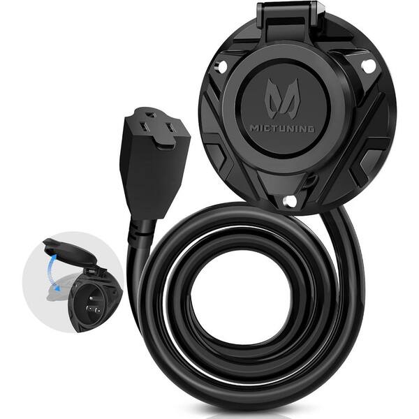 13 Amp 125V AC Power Inlet Plug – For RV, Camper, Boat, Household Appliances, Black, By MICTUNING
