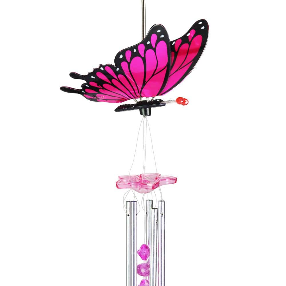 Exhart WindyWing Pink Butterfly Wind Chimes 40152 The Home Depot