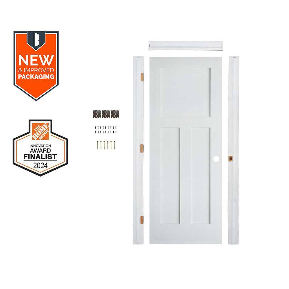 32in. x80in. Shaker 3-Panel Left-Hand Primed Solid Core MDF Wood Assembly Required Interior Door Kit w/QuickAssembleJamb price history on PriceWatchPro