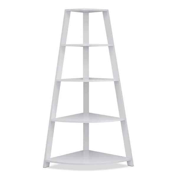 HomeRoots 60 in. Jasmine Particle Board White, Black 4-Shelf Bookcase