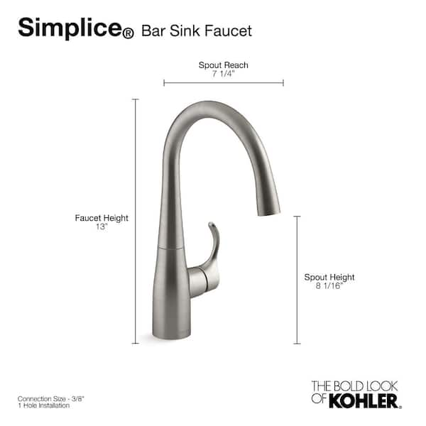 KOHLER Simplice Single-Handle Bar Faucet in Polished Chrome K