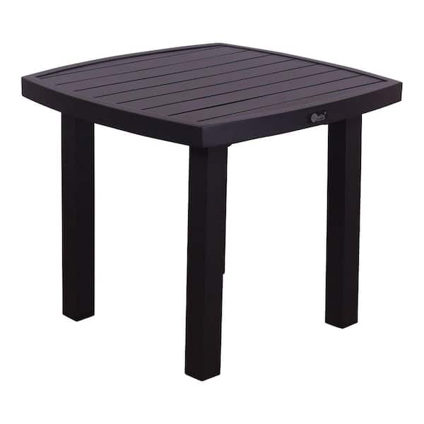 Courtyard Casual Santorini Black Aluminum Outdoor Boat Shape 24 in. Square End Table