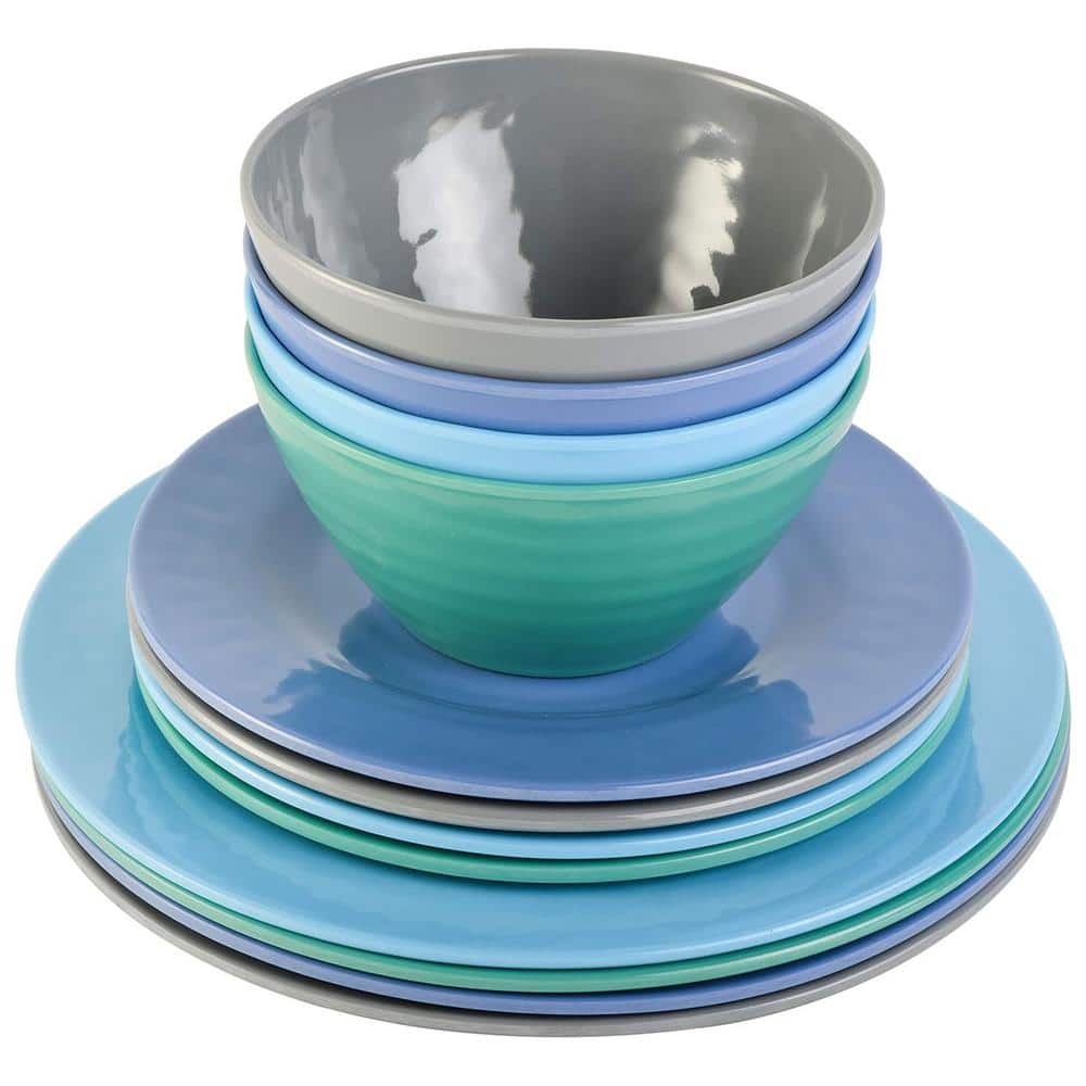 Gibson Brist 12-Piece Assorted Color Melamine Dinnerware Set