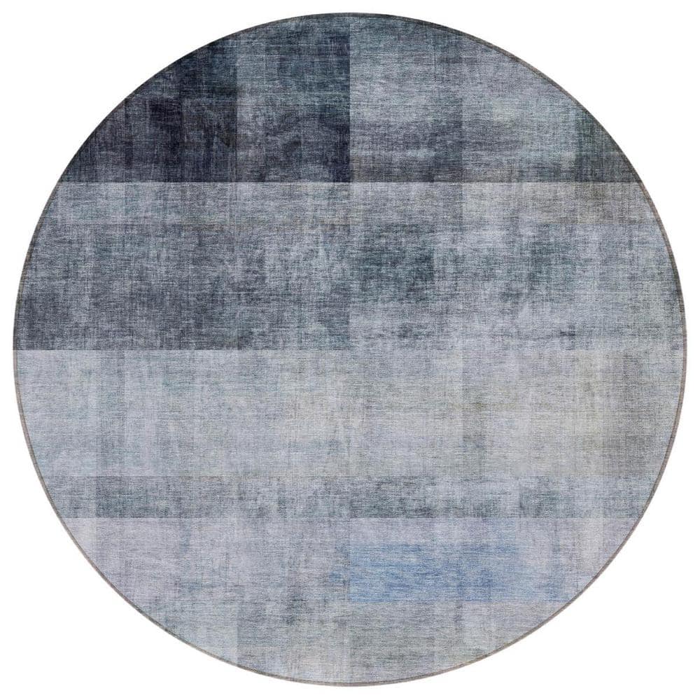 Navy and Gray 8 ft. Round Woven Solid Color Round Indoor/Outdoor Area Rug price history on PriceWatchPro