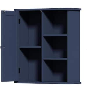 21.5 in. W x 6.3 in. D Blue Decorative Wall Shelf, Bathroom Wall Cabinet