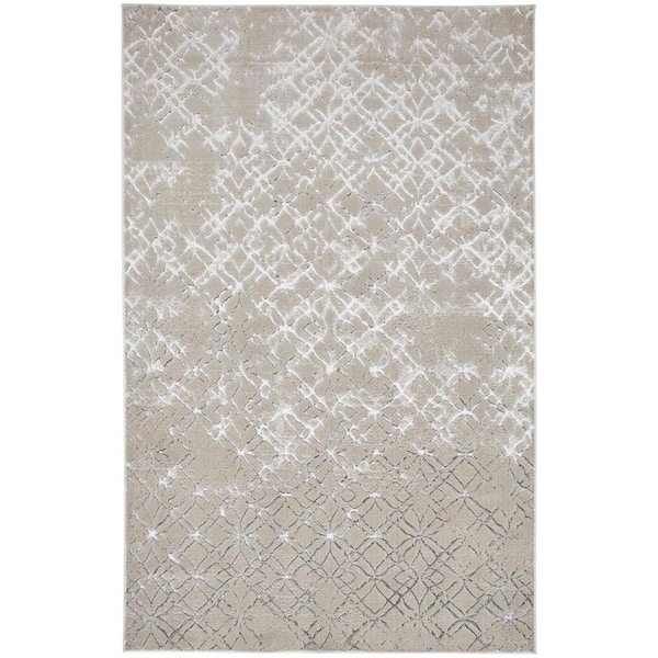 HomeRoots 5 x 8 Silver and Gray Abstract Area Rug