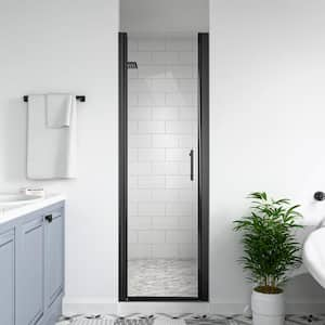 24 to 25-3/8 in. W. x 72 in. H Pivot Semi-Frameless Shower Door in Matte Black Finish with SGCC Certified Clear Glass