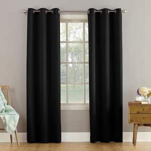 Tovi Black Polyester 40 in. W x 84 in. L Grommet Room Darkening Curtain (Single Panel)