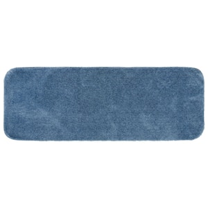 Traditional Basin Blue 22 in. x 60 in. Plush Nylon Bath Mat