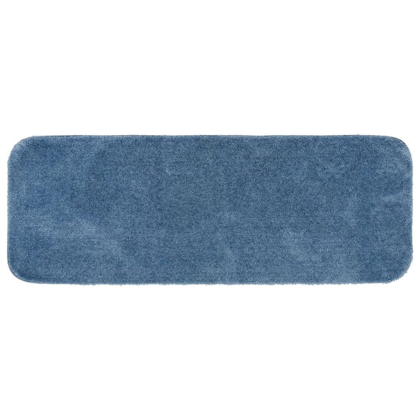 Garland Rug Traditional Basin Blue 22 in. x 60 in. Plush Nylon Bath Mat