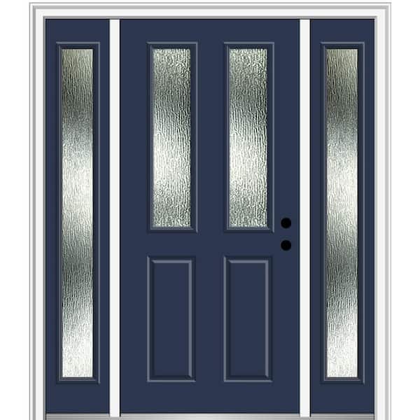 MMI Door 60 in. x 80 in. Left-Hand Inswing Rain Glass Naval Fiberglass Prehung Front Door on 4-9/16 in. Frame