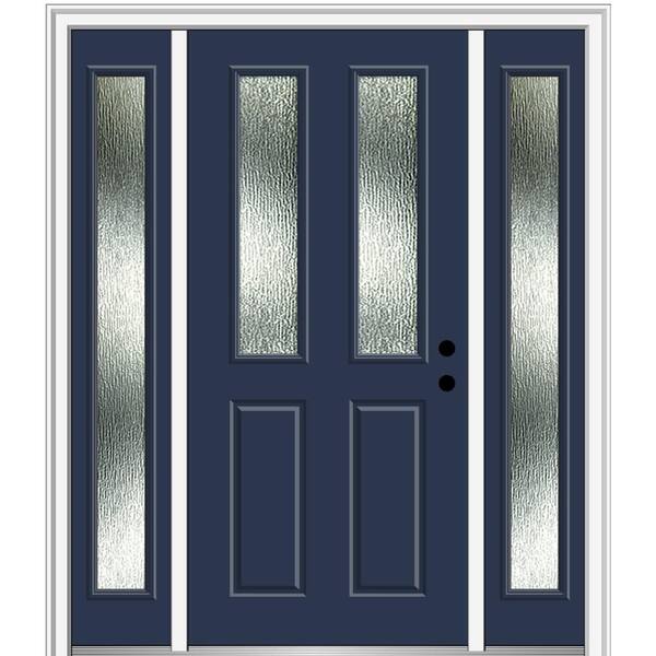 MMI Door 64 in. x 80 in. Left-Hand Inswing Rain Glass Naval Fiberglass Prehung Front Door on 4-9/16 in. Frame