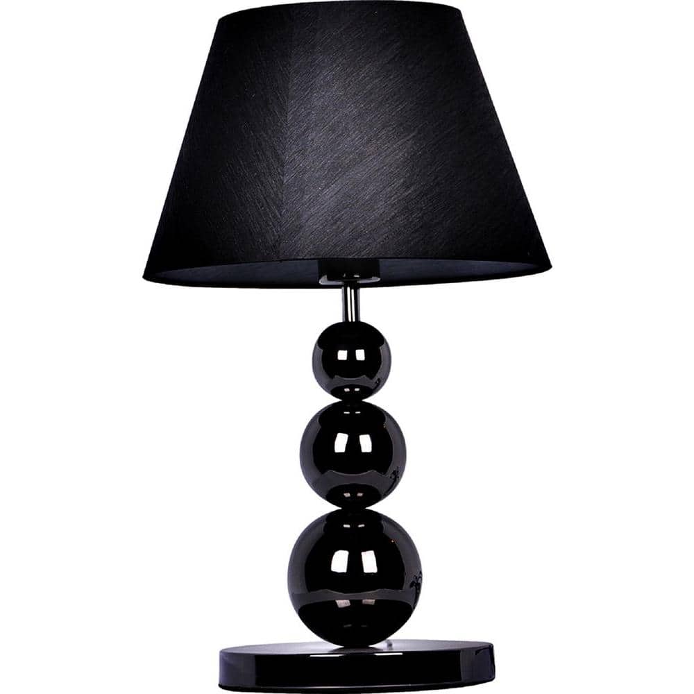 Pearl Black Metal 19'' Three Tier Ball Table Lamp