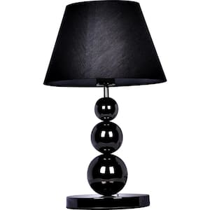 19.29 in. Pearl Black Metal Three Tier Ball Lamp with Fabric Shade