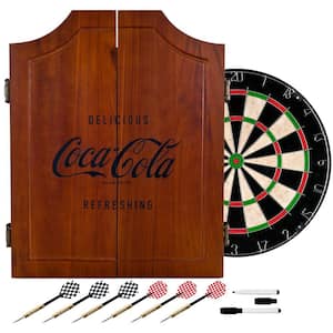 Coca-Cola Wood Finish Dart Cabinet Set
