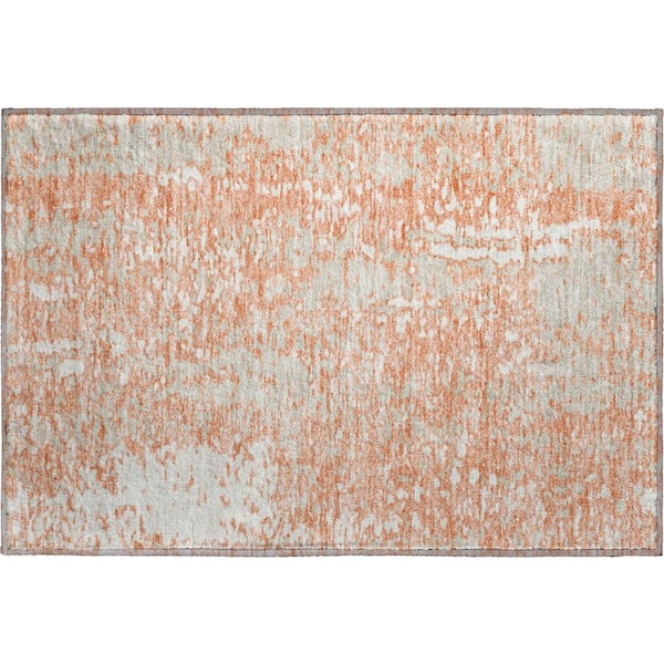 Mayfield Premium Machine Washable Abstract AMF949 Coral 1 ft. 8 in. x 2 ft. 6 in. Area Rug