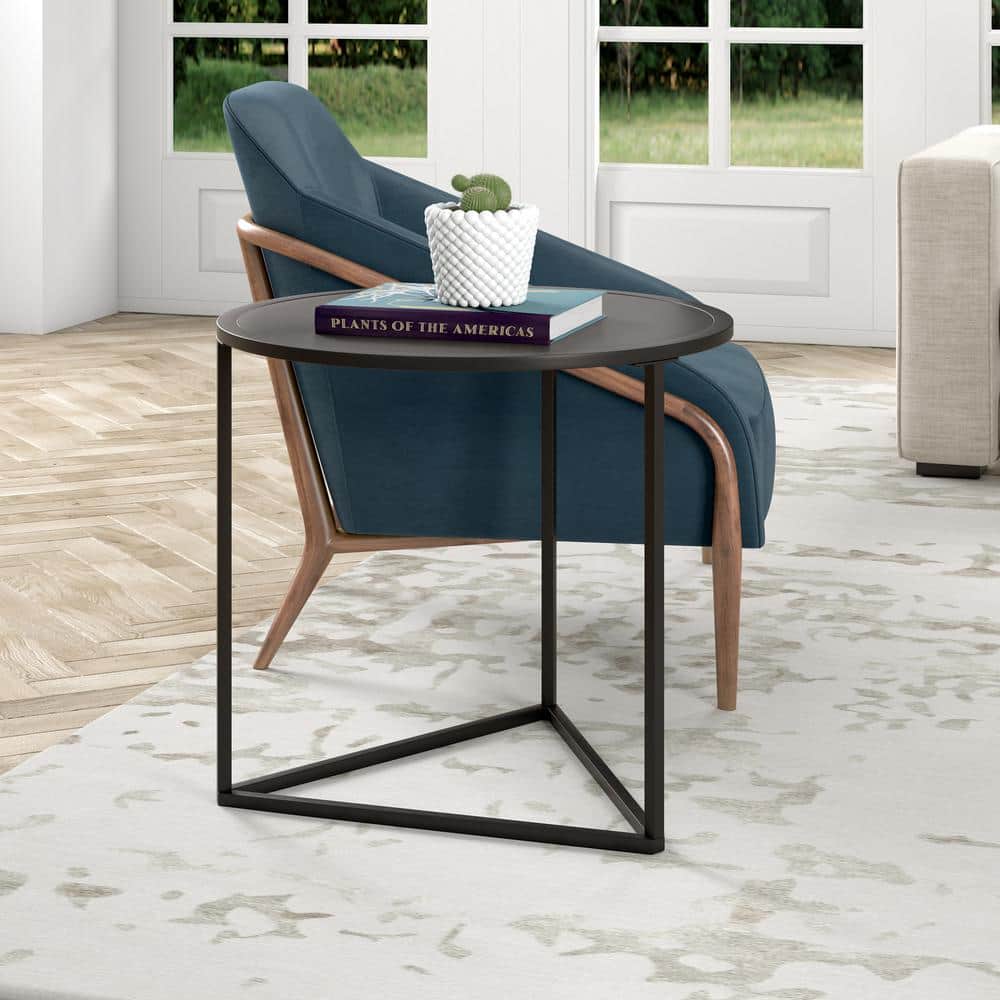 Jenson 24" Blackened Bronze Round Metal Side Table