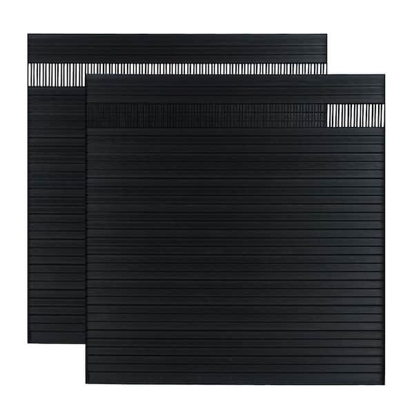 mondaria Low-Maintenance Outdoor 5.9 ft. H x 5.9 ft. W Black Composite Fence Panels Striped Hollow Privacy Panel (2 Sets)