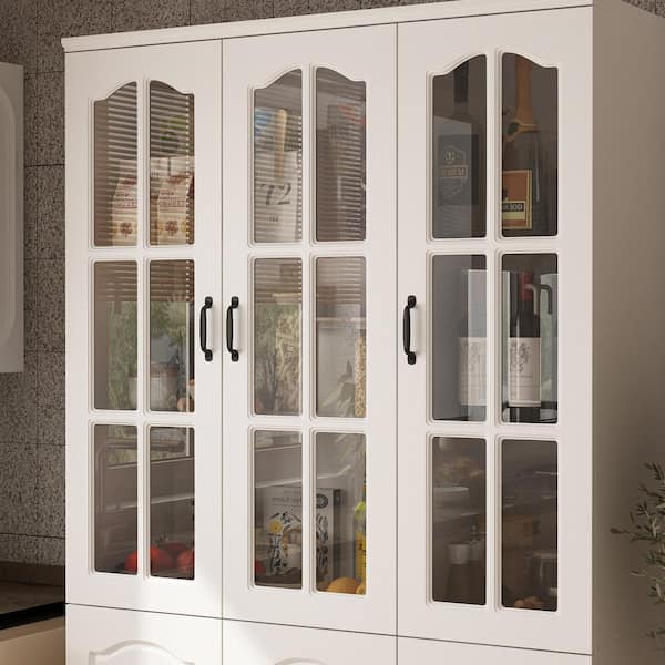 FUFU&GAGA 70.9 in. H Storage Cabinet Display Cabinet With Tempered