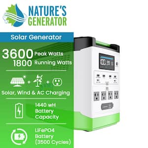 1800W Running/3600W Peak Push Button Start Lithium Solar Generator