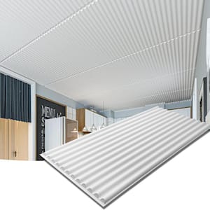 Semi-Cylinder Design White 24 in. x 48 in. Decorative Drop Ceiling Tiles for Interior Wall Decor (96 sq. ft./case)