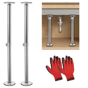 Undermount Sink Brackets, Adjustable 16 in. to 28.7 in. H x 4.5 in. W x 4.3 in. D Sink Legs Repair Kit with Gloves