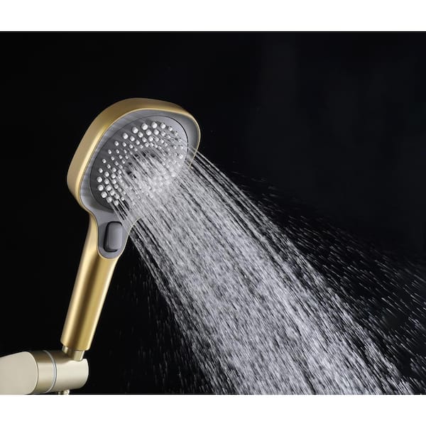 3-Spray Patterns 4.72 in. Wall Mount Handheld Shower Head 1.39 GPM in Brushed Gold